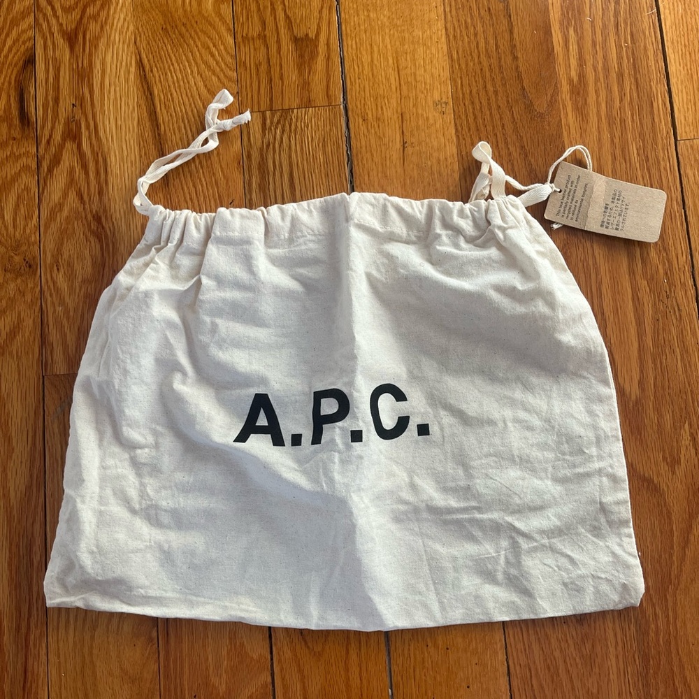 A.P.C. Canvas Drawstring Pouch in Cream and Black